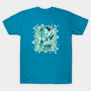 Dove With Celtic Peace Text In Aqua Tones T-Shirt